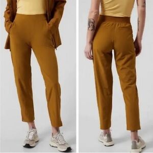 Athleta Brooklyn Ankle Pant Mustard Gold Stretchy Jogger Pant Sz 8
